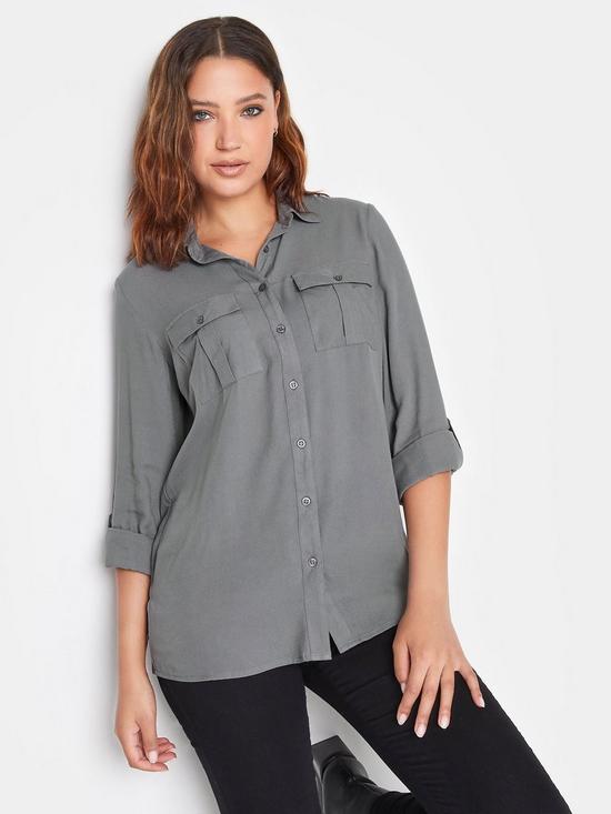 front image of long-tall-sally-grey-utility-shirt