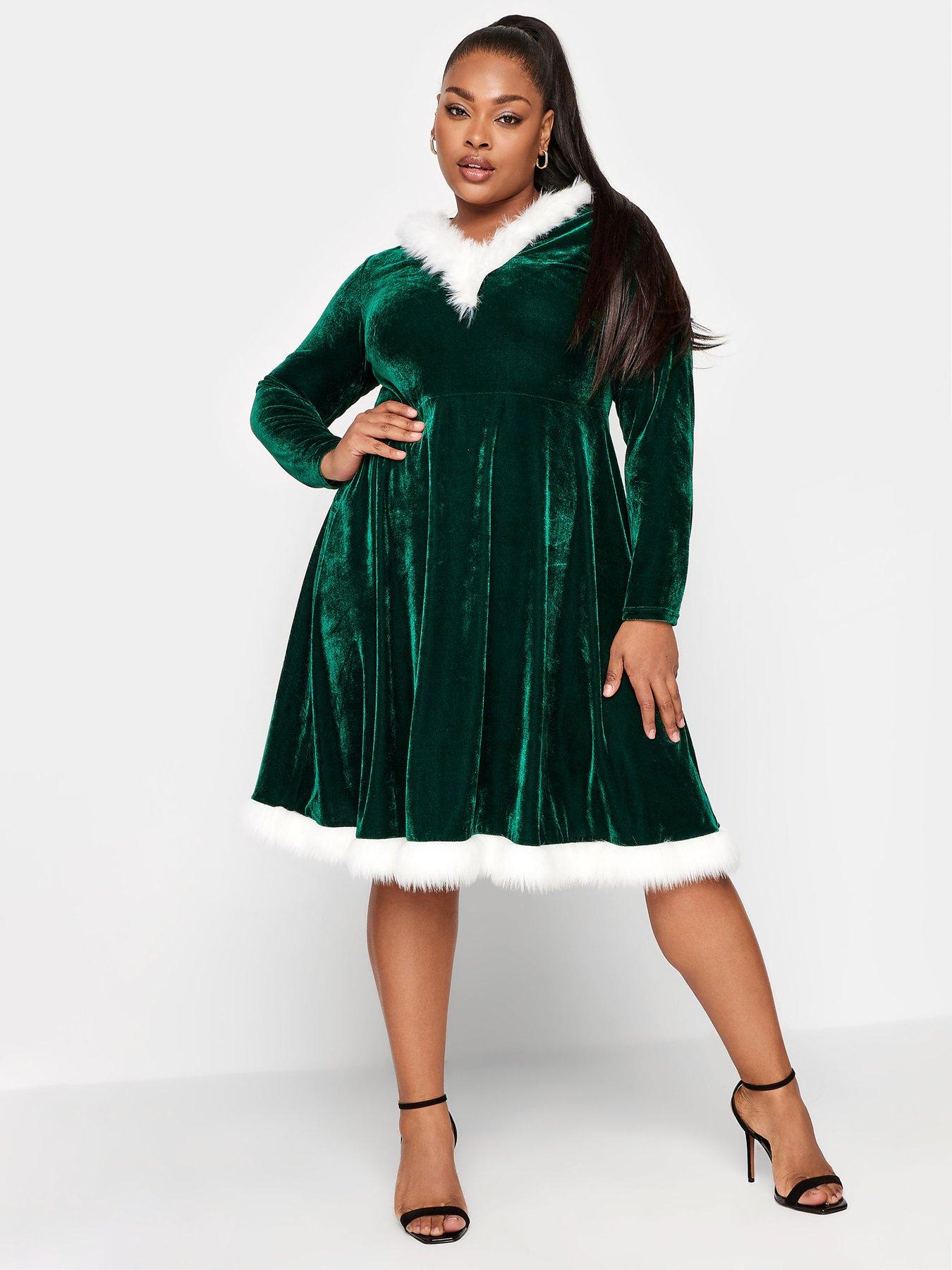 Green velvet santa discount dress