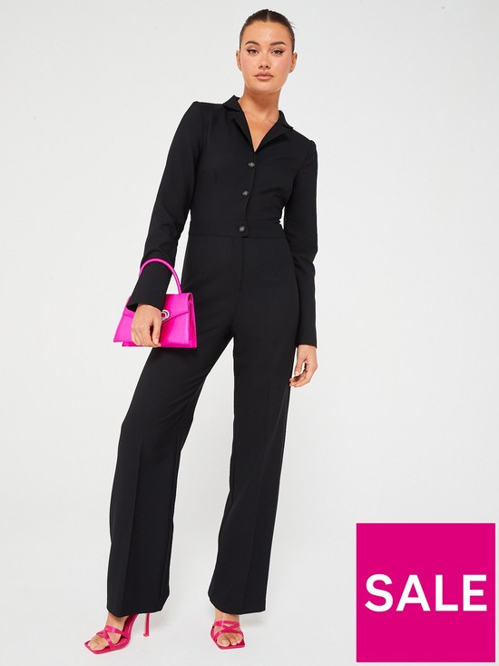 front image of v-by-very-long-sleeve-tuxnbspjumpsuit-black