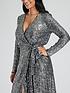  image of finding-friday-gunmetal-silver-sequin-wrap-midi-dress