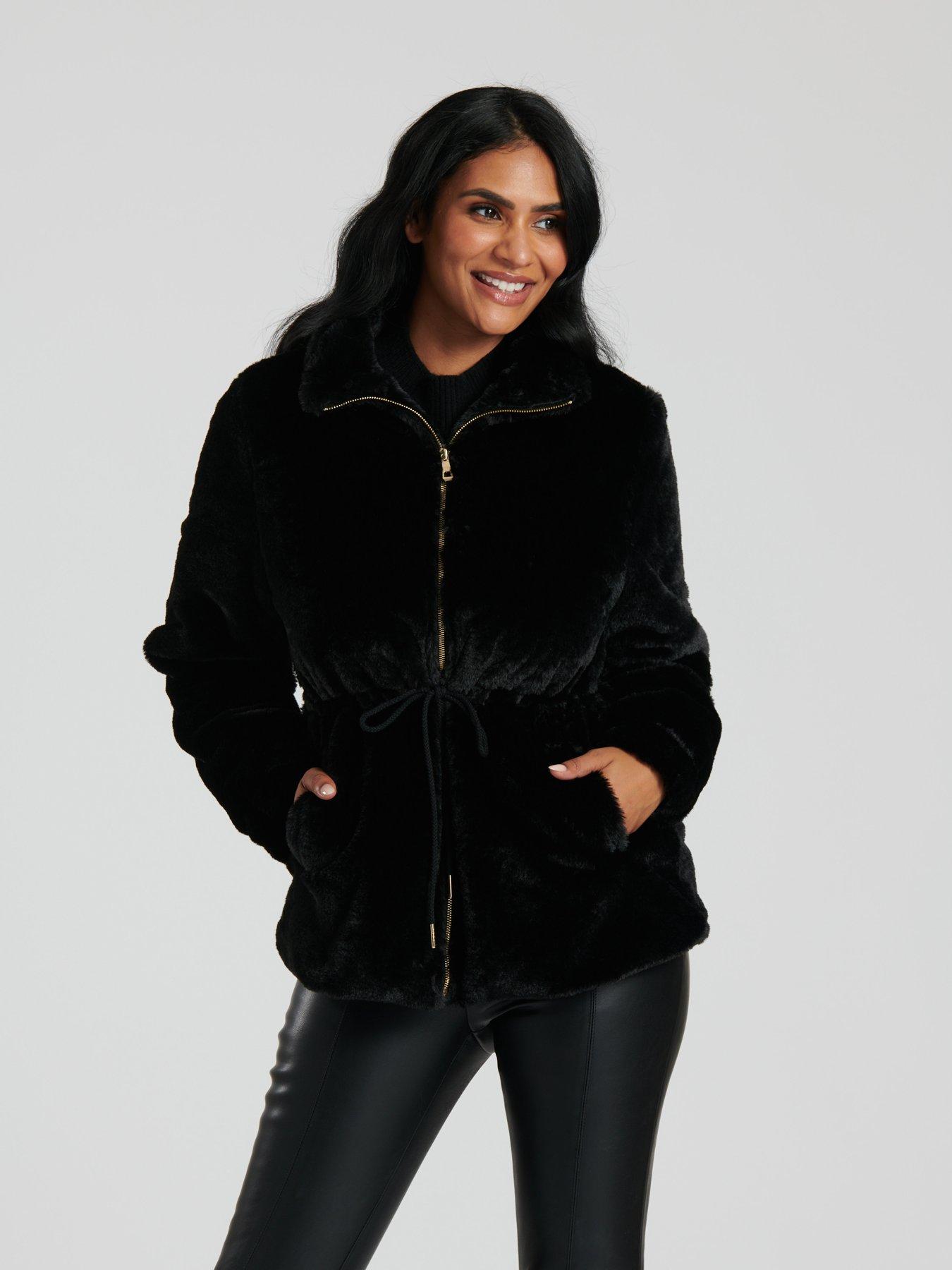 south-beach-faux-fur-jacket-with-waist-ties-in-black