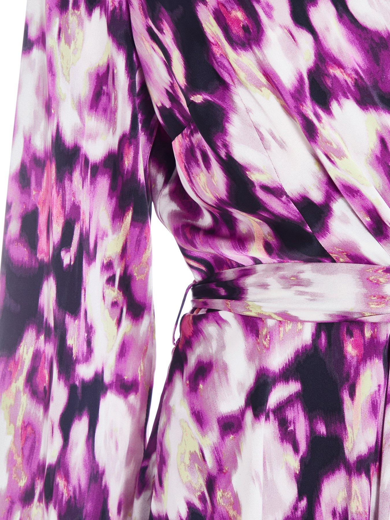 Image 6 of 6 of Quiz Purple Floral Print Skater Mini Dress