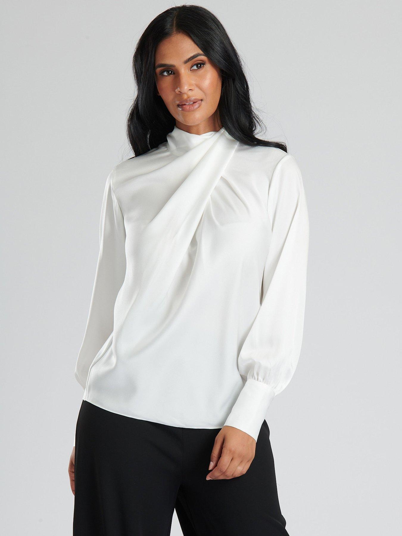 Finding Friday White Satin Twist Neck Blouse