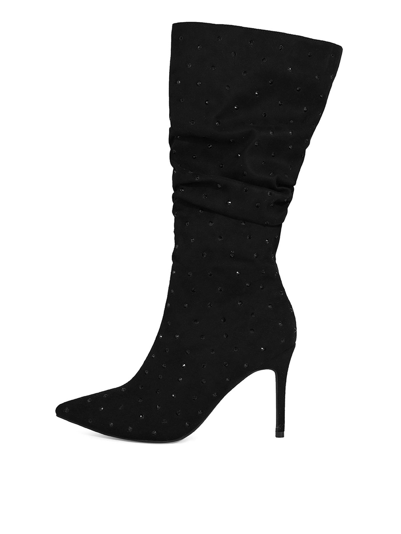 Calf length heeled clearance boots