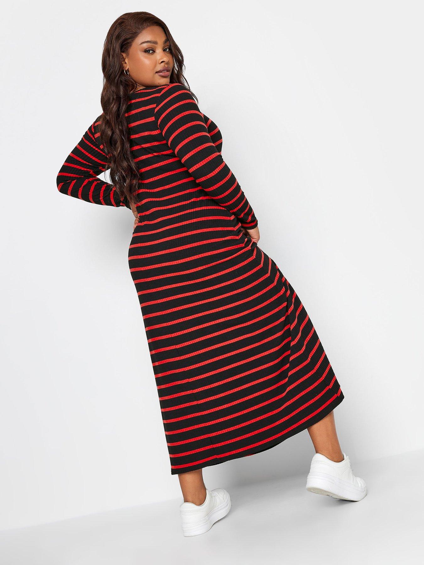 Black dress sale with red stripe