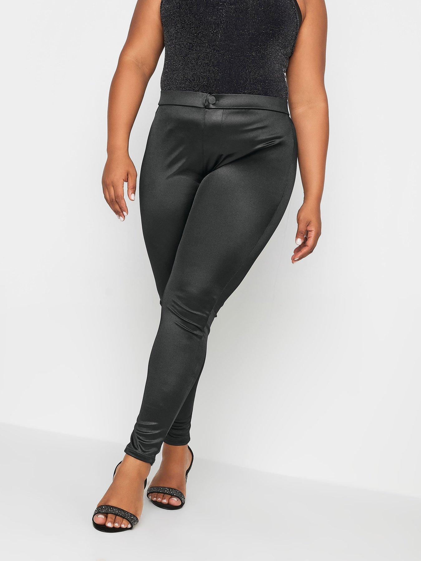 ASOS DESIGN Curve leather look legging with pintuck in black