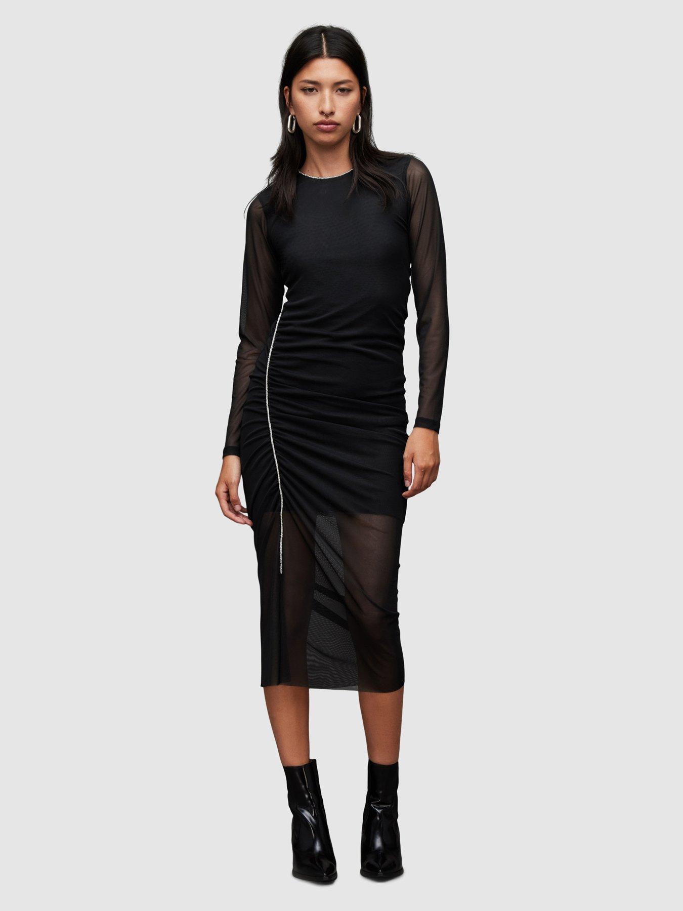 Ella Faux Leather Zip Through Mini Dress, Black