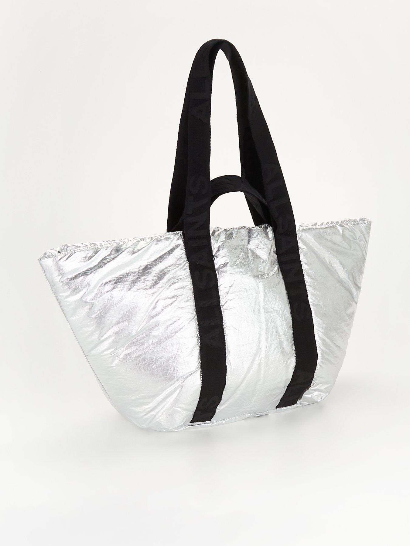 AllSaints Esme Nylon East West Tote Bag - Silver | very.co.uk