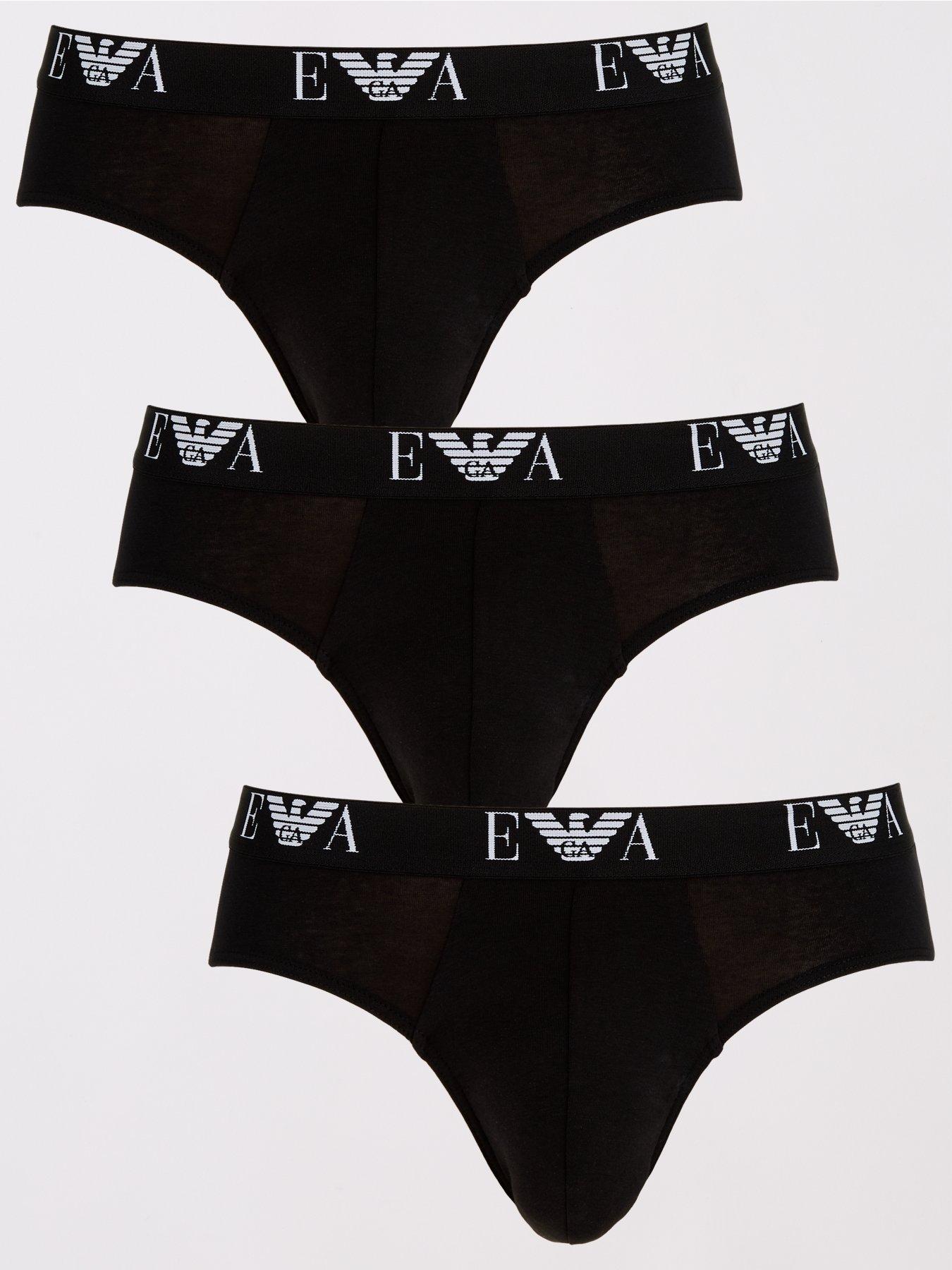 undefined Three Pack Eva Waistband Stretch Cotton Briefs - Black