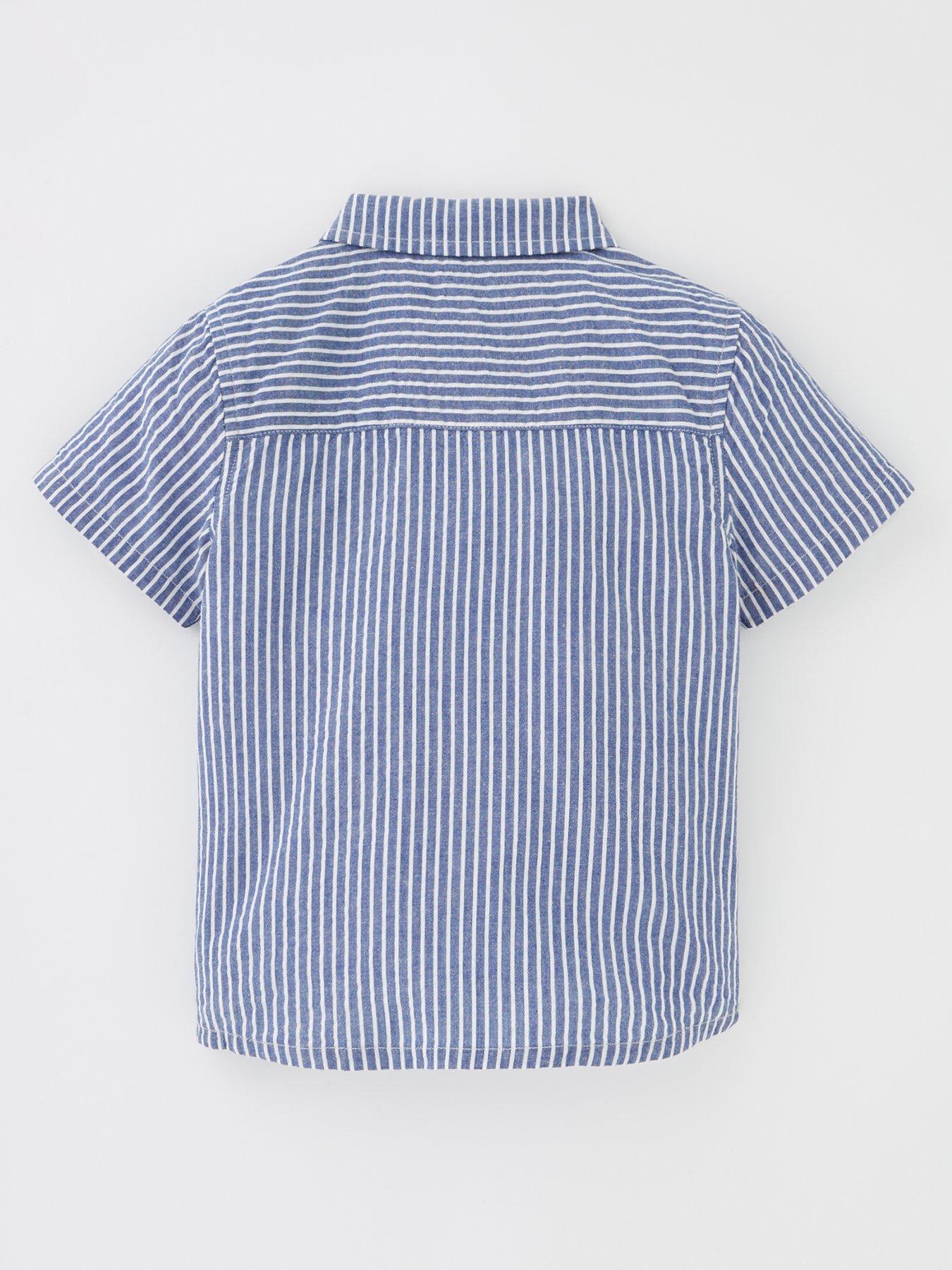 Mini V by Very Boys Short Sleeve Navy Stripe Shirt | Very.co.uk