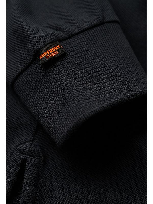 Superdry Studios Long Sleeve Cotton Pique Polo Shirt - Navy | Very.co.uk