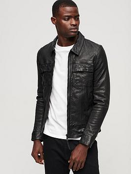 superdry seventies leather jacket - black