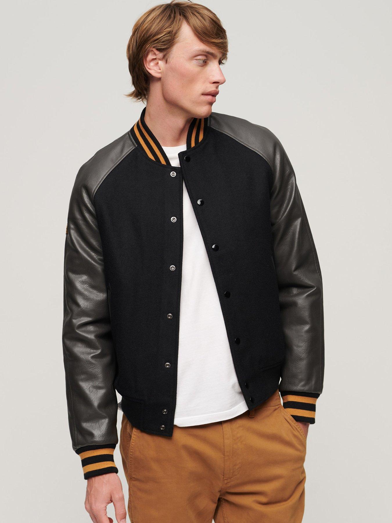 Superdry College Varsity Bomber Jacket - Black | Very.co.uk