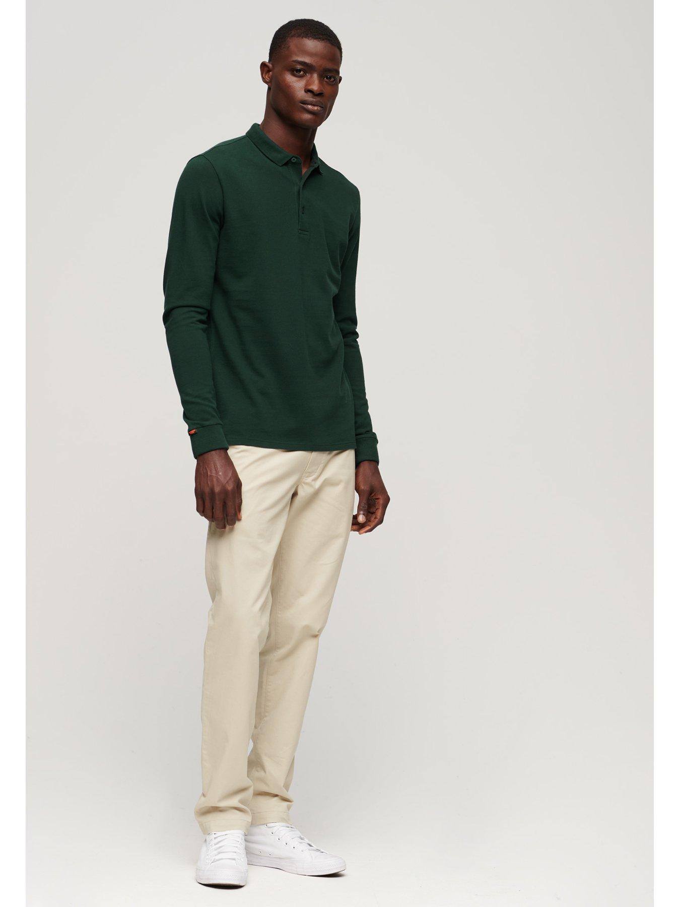 Dark green long sleeve polo shirt sale