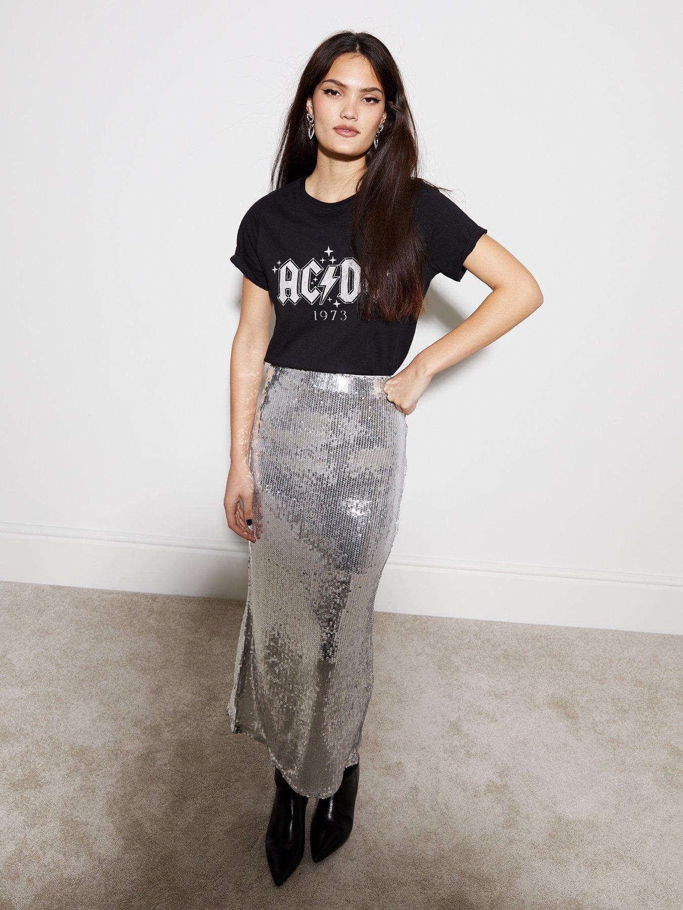 New Look Silver Sequin Midaxi Skirt very