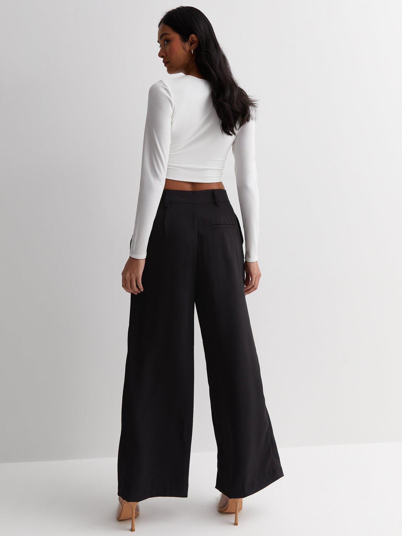 New Look Black Crepe Wide Leg Trousers | Very.co.uk