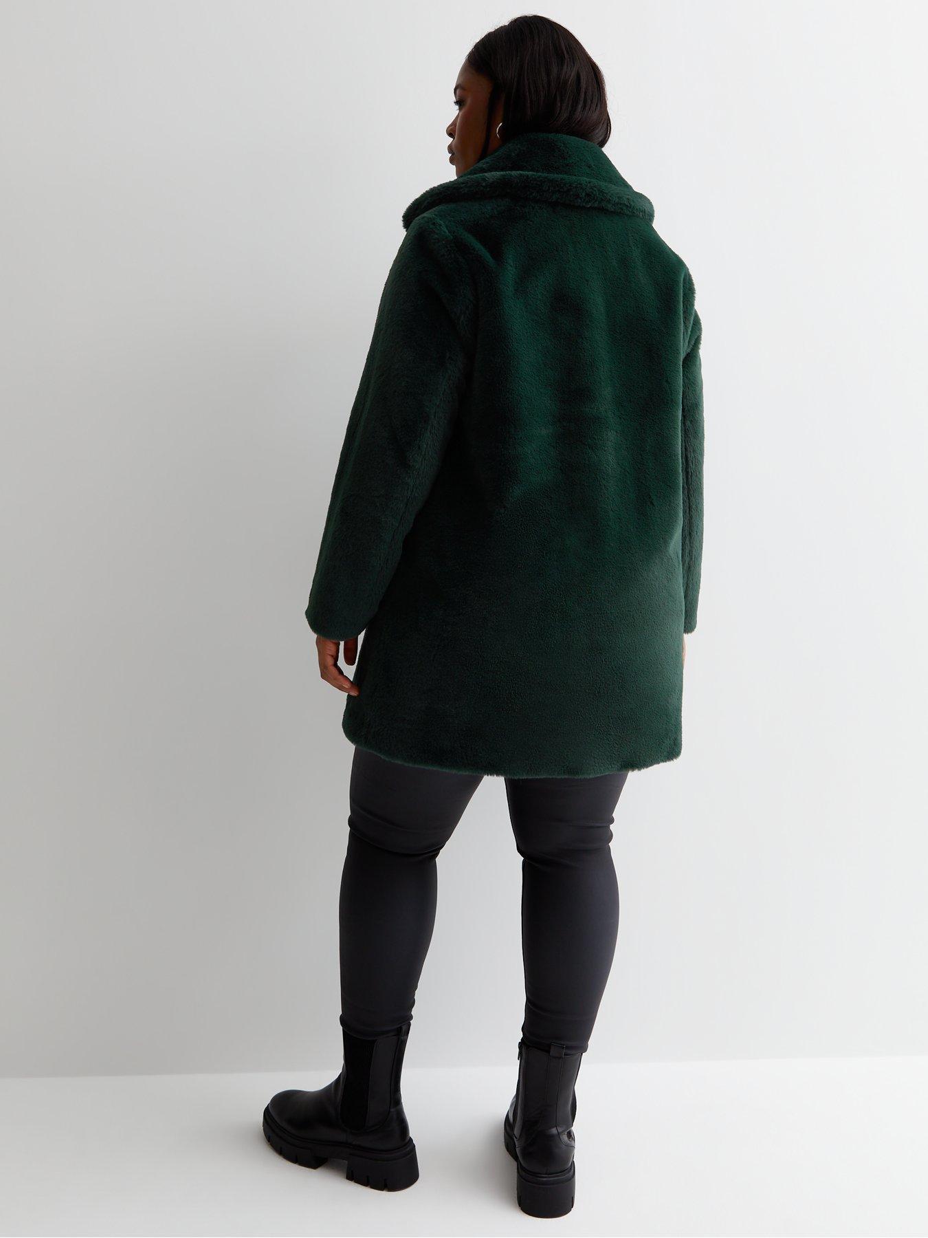 New look green fur on sale jacket