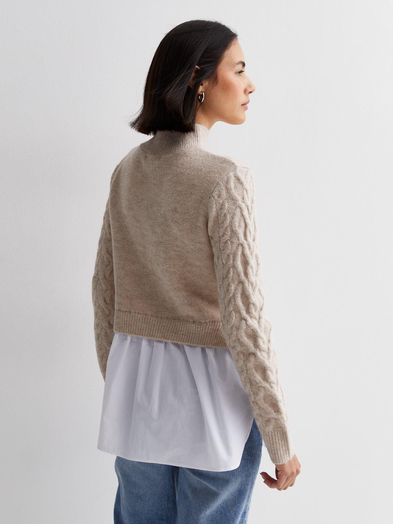 Cream Cable Knit 2-in-1 Shirt Jumper