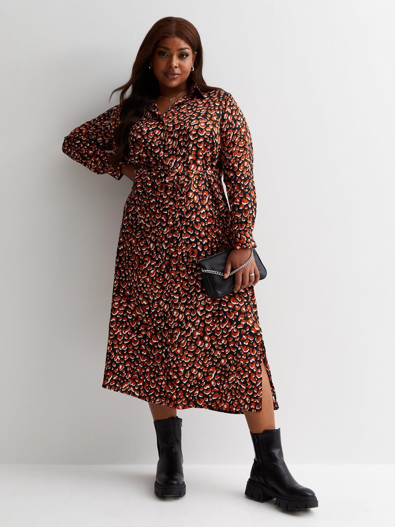 Red print best sale shirt dress