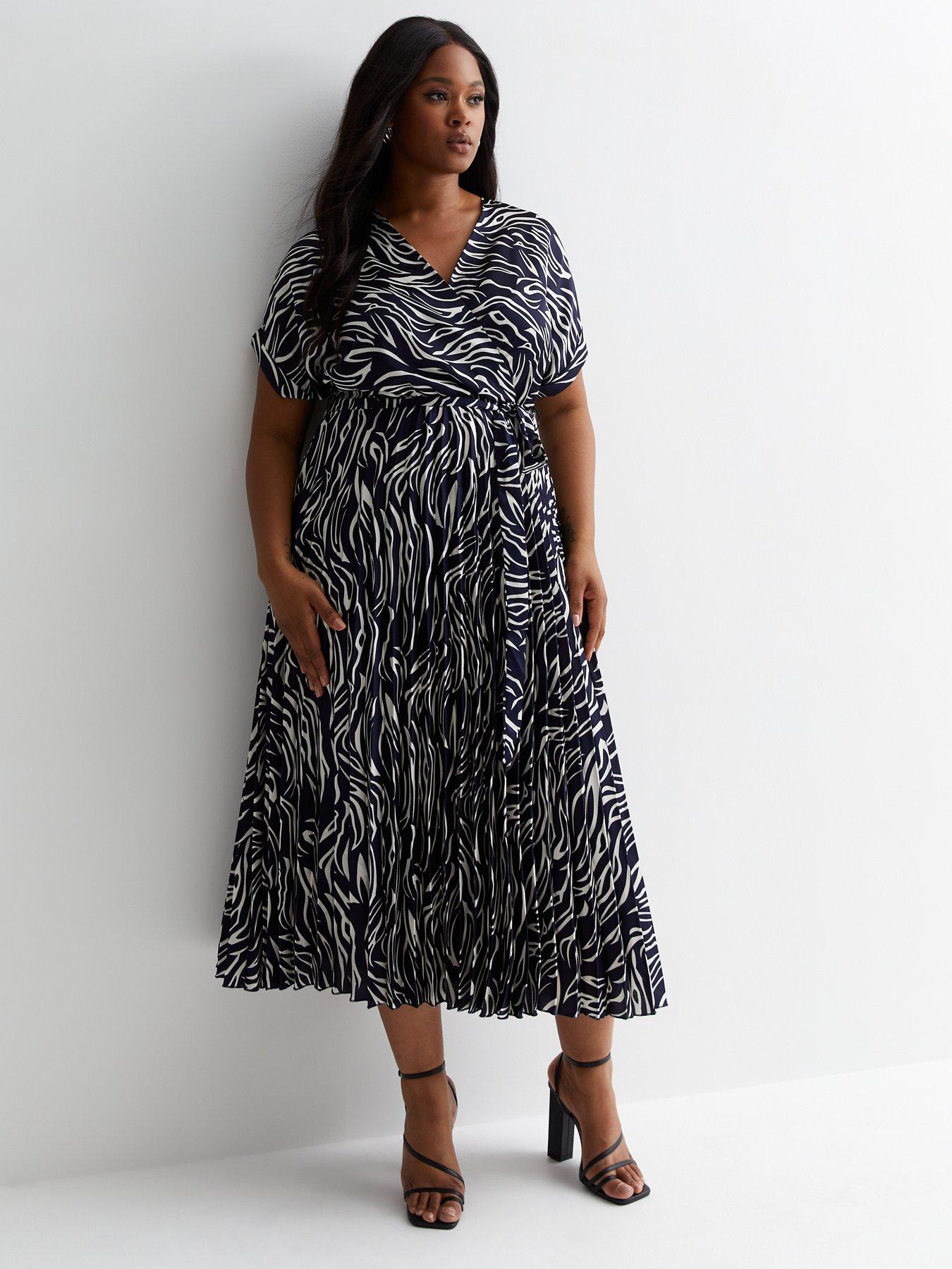 New Look Curves Blue Zebra Print Pleated Midaxi Wrap Dress very