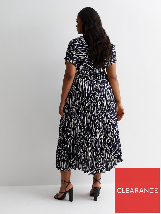stillFront image of new-look-curves-blue-zebra-print-pleated-midaxi-wrap-dress
