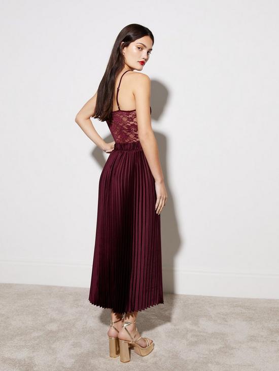 stillFront image of new-look-burgundy-satin-pleated-midi-skirt