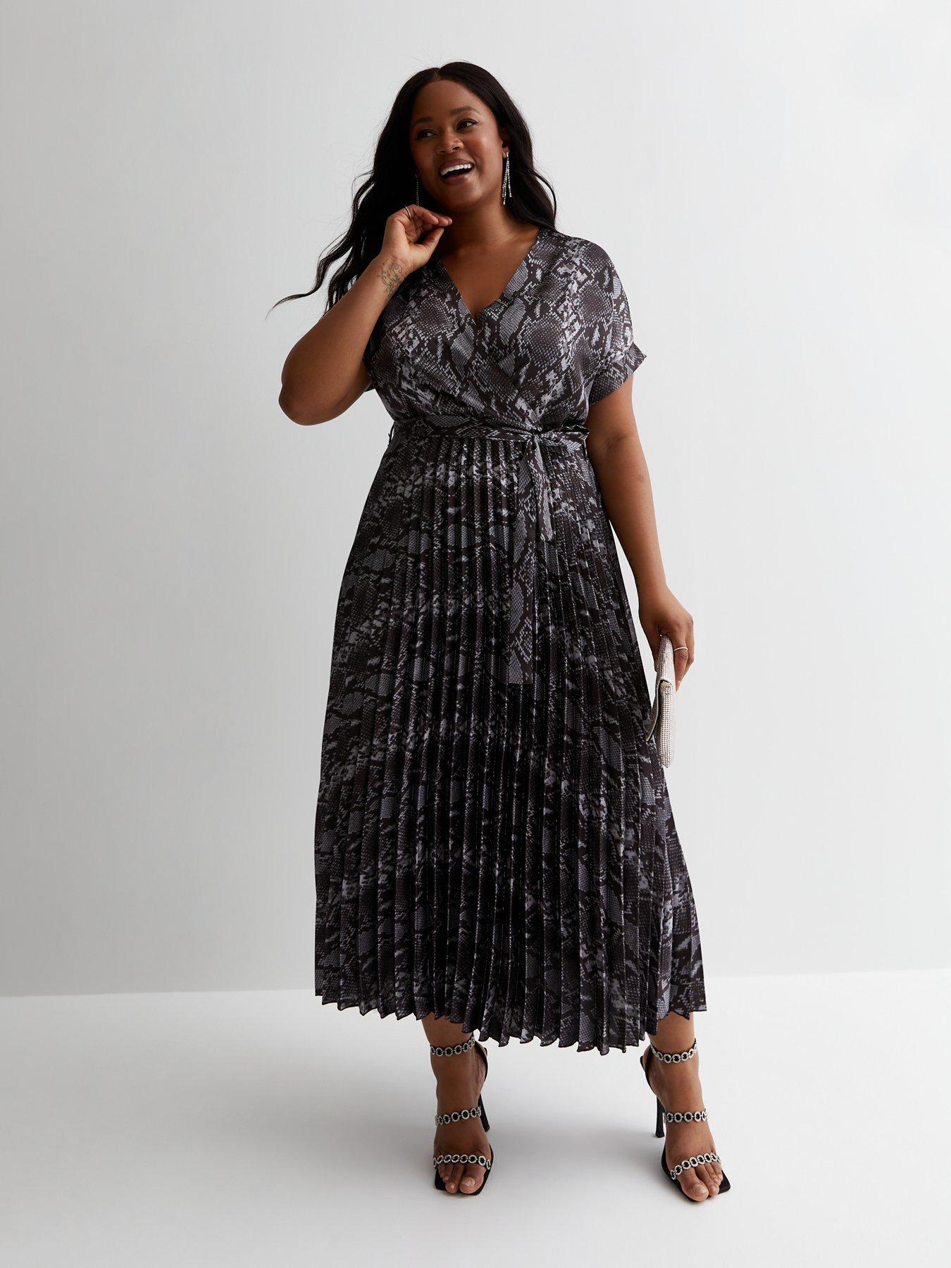 Grey snake clearance print wrap dress