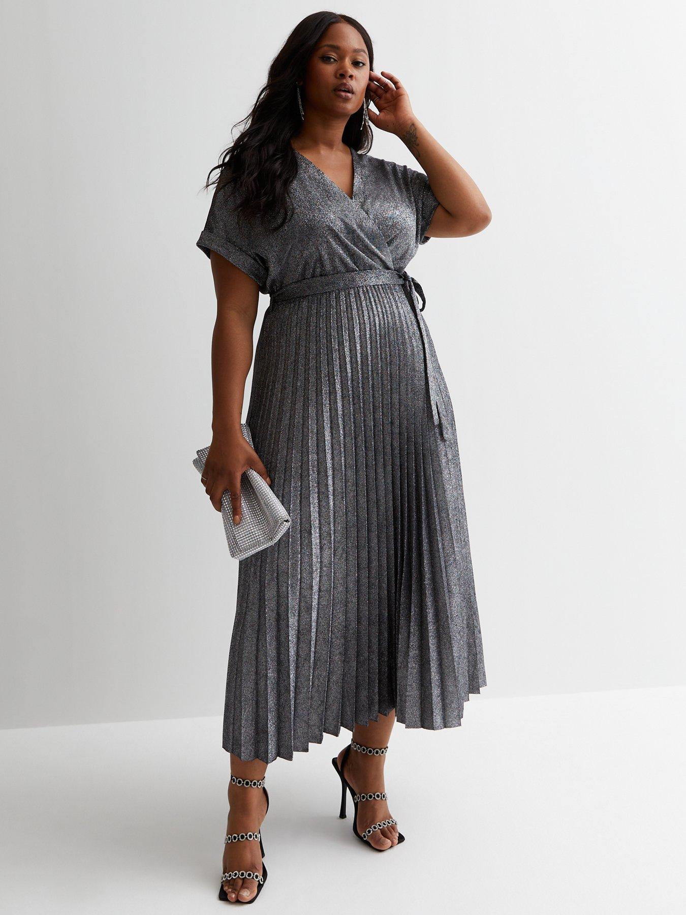 Silver pleated outlet dress