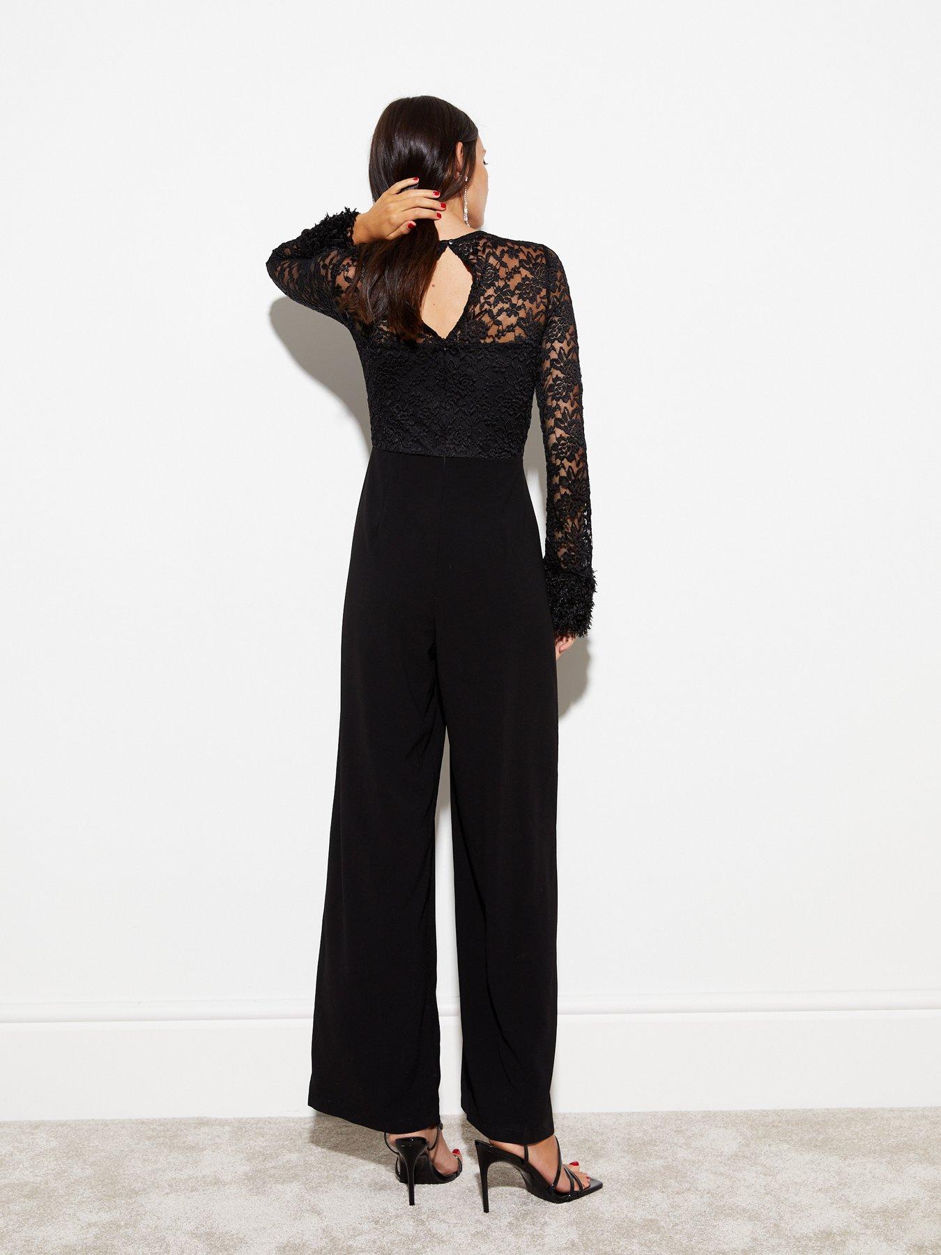 New look cheap black lace playsuit