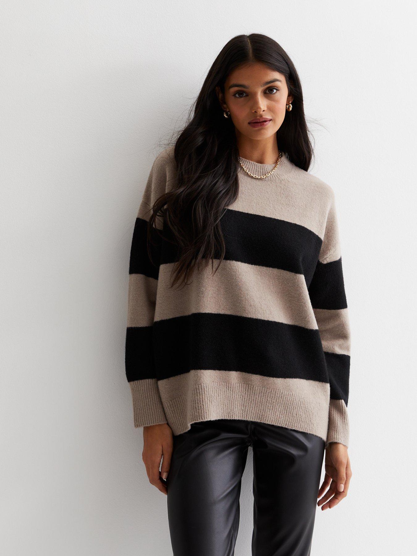 New Look Brown Stripe Oversized Jumper very