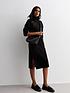  image of new-look-black-ribbed-knit-high-neck-midi-dress