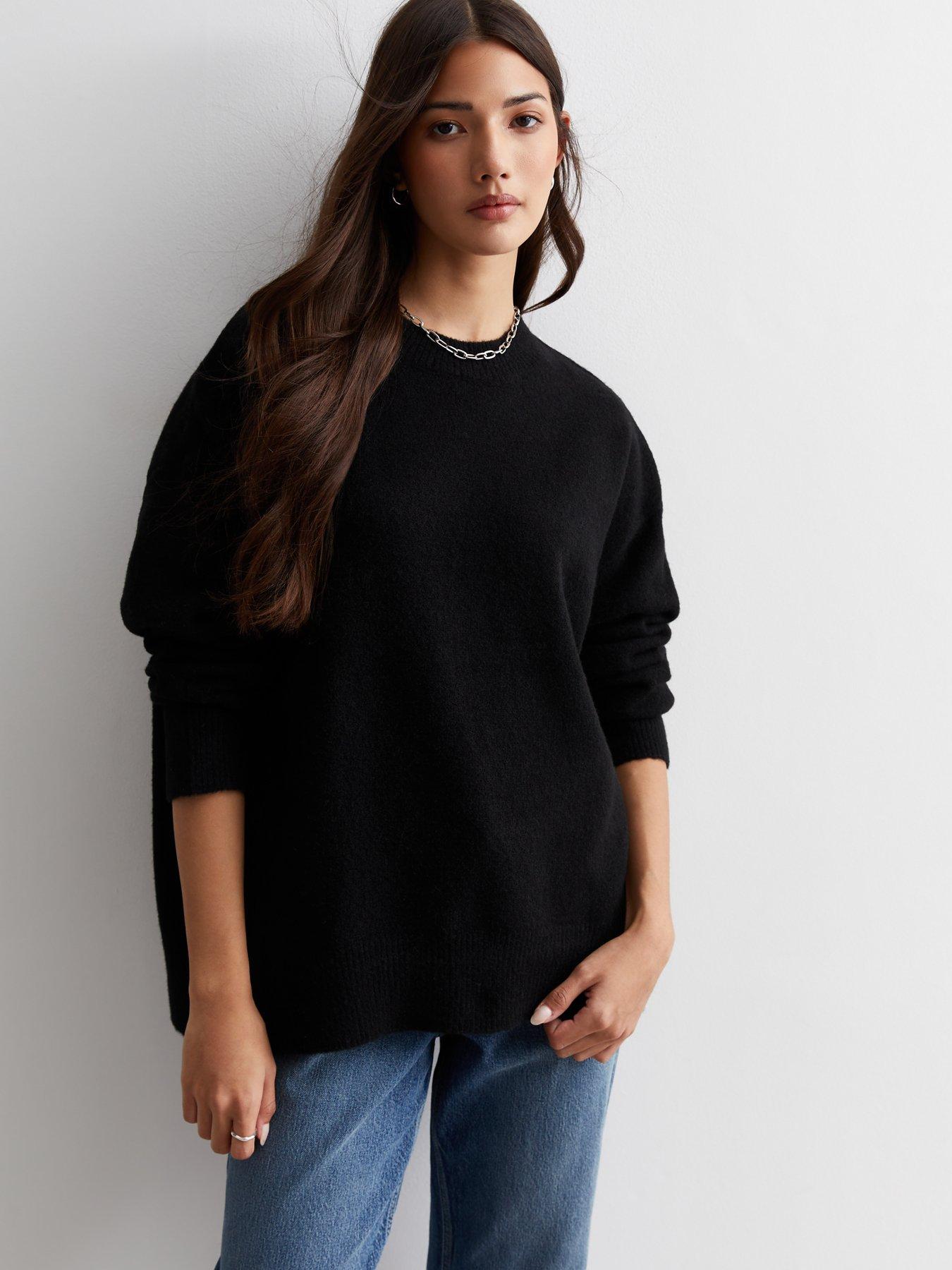 Oversized black v hot sale neck jumper