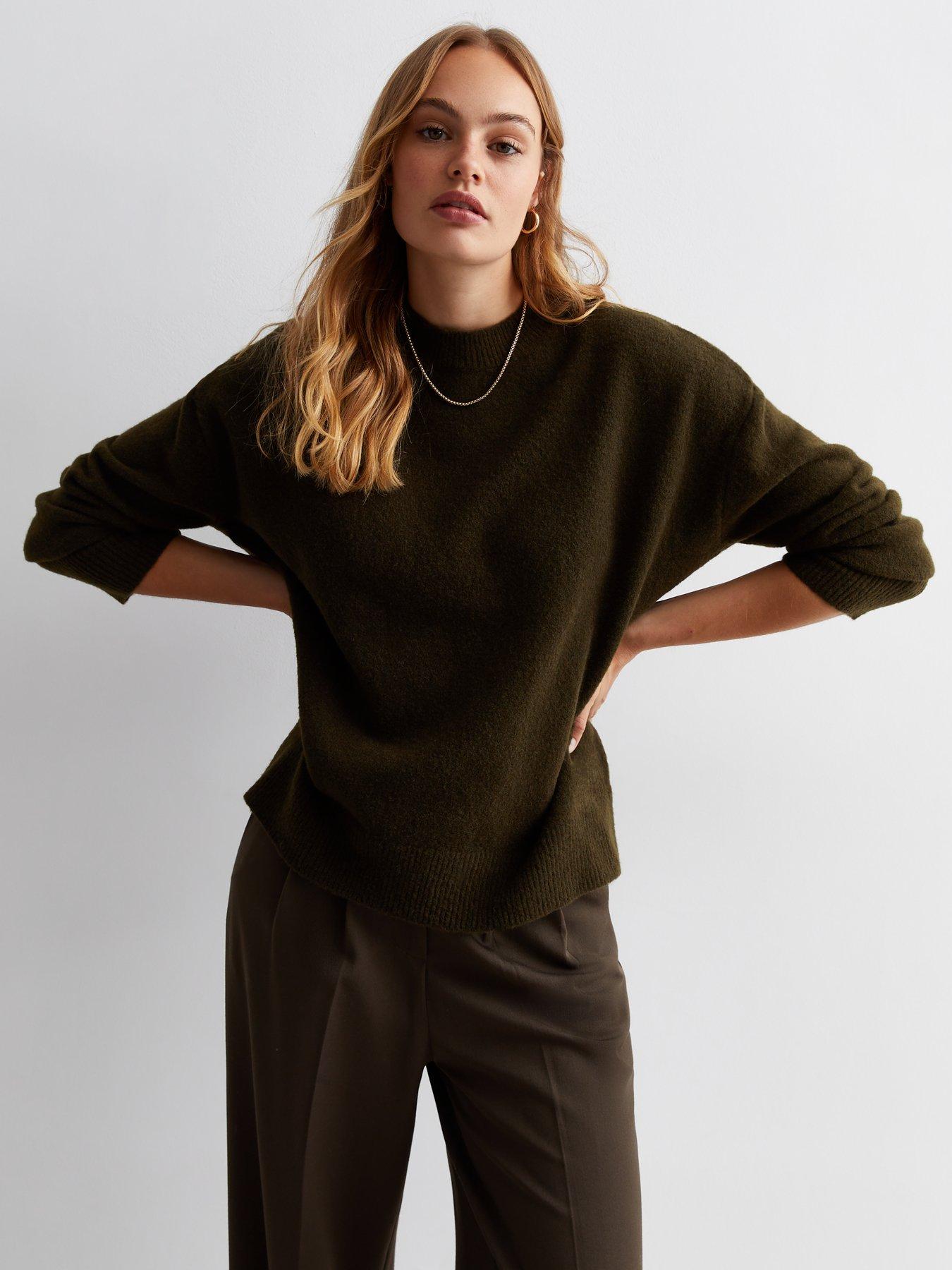 Khaki oversized jumper best sale