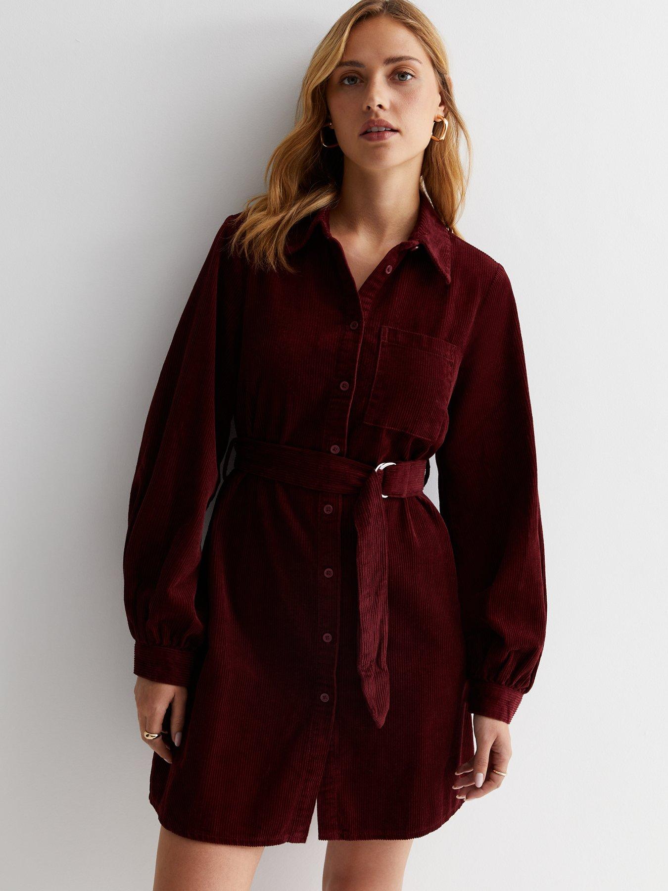 Burgundy shirt dress uk best sale