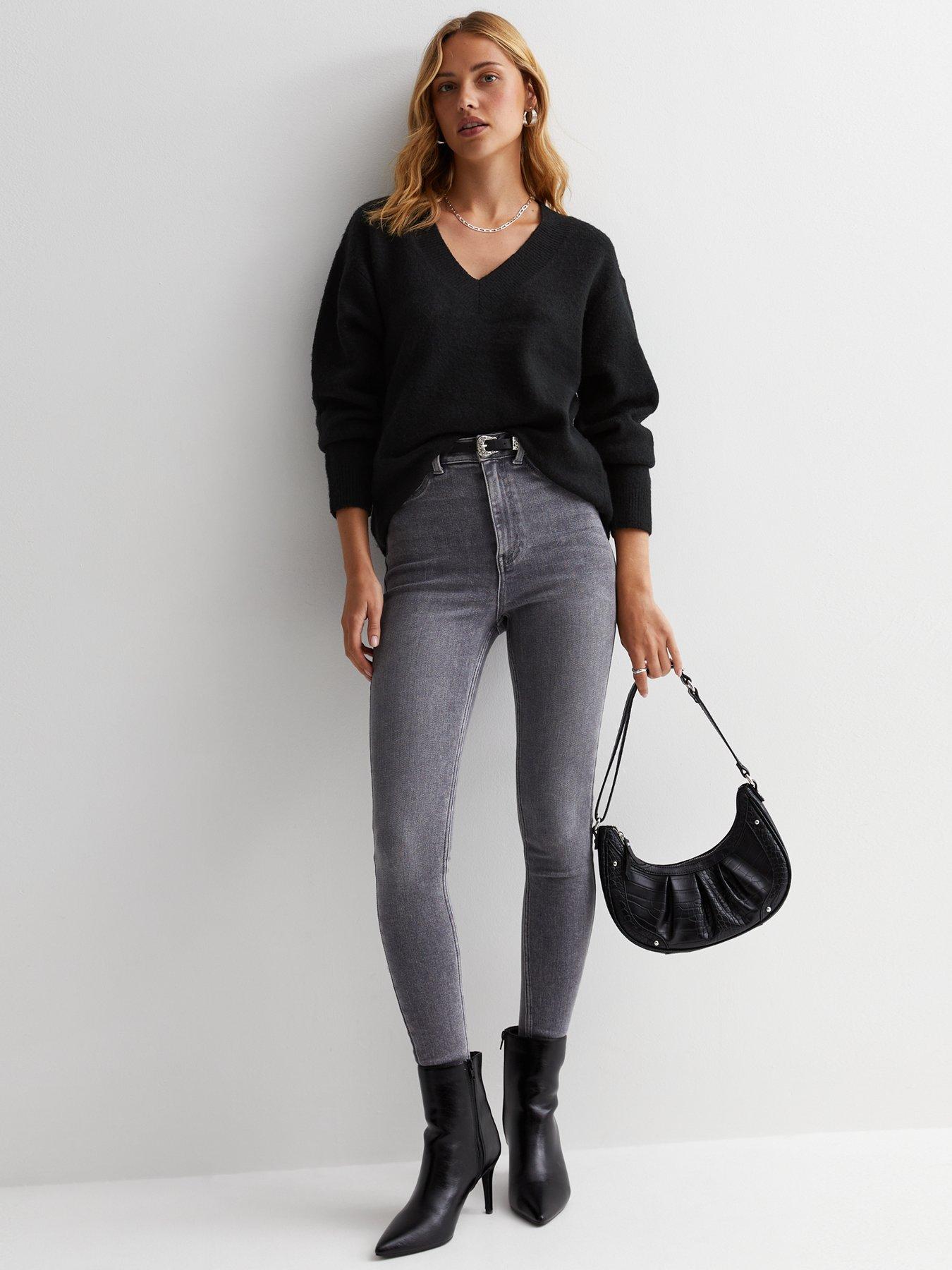 New Look Black Knit V Neck Jumper