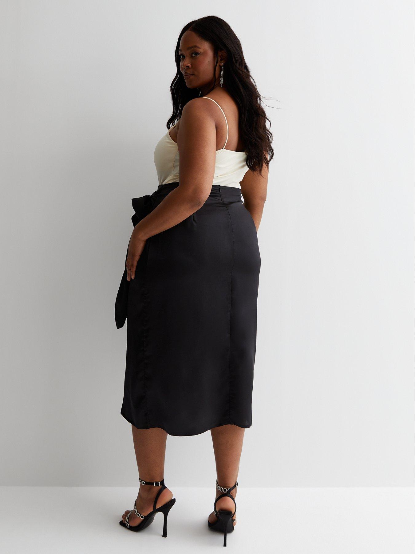 New Look Curves Black Satin Sarong Midaxi Skirt Very