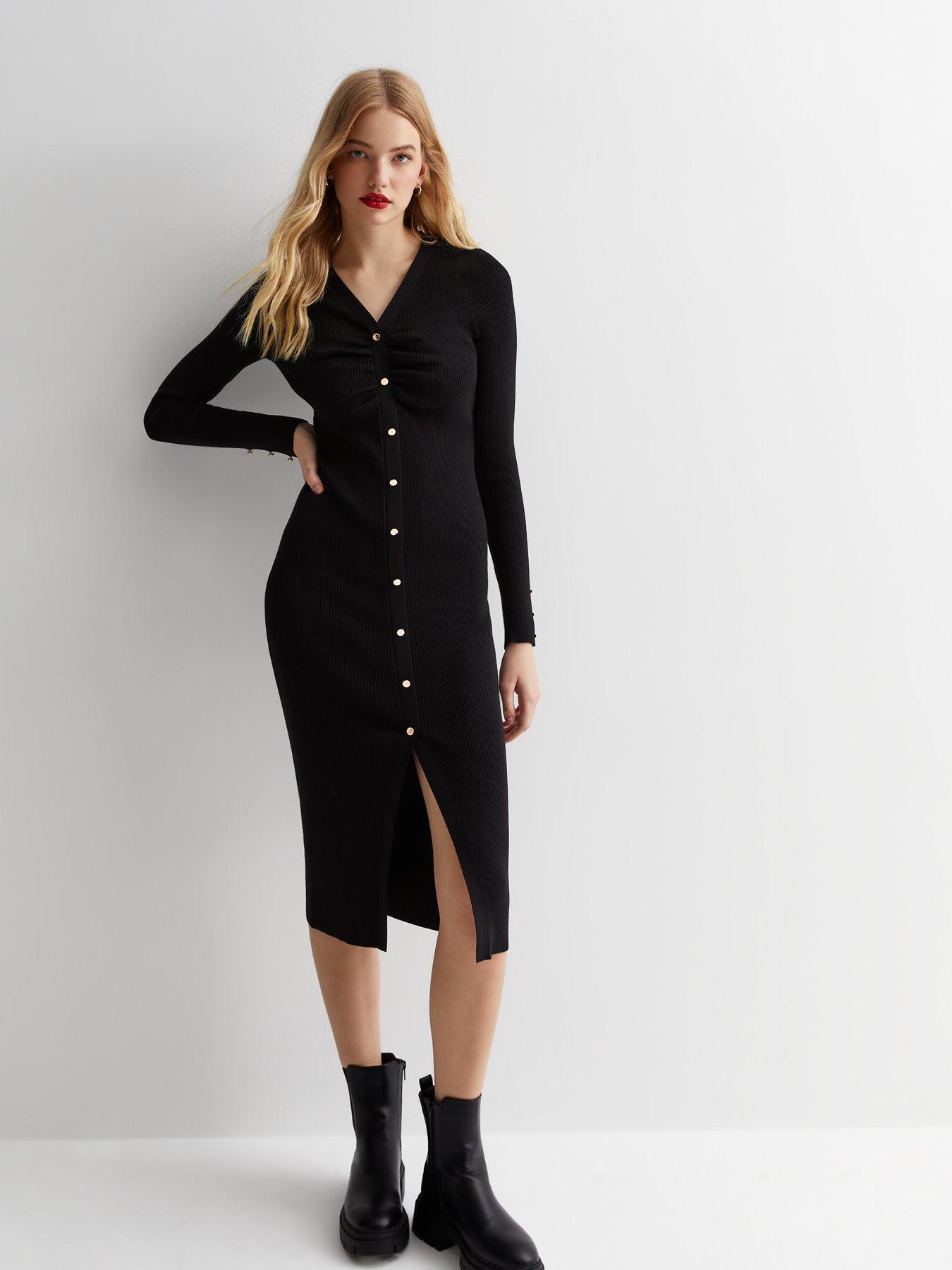 New look black outlet button dress