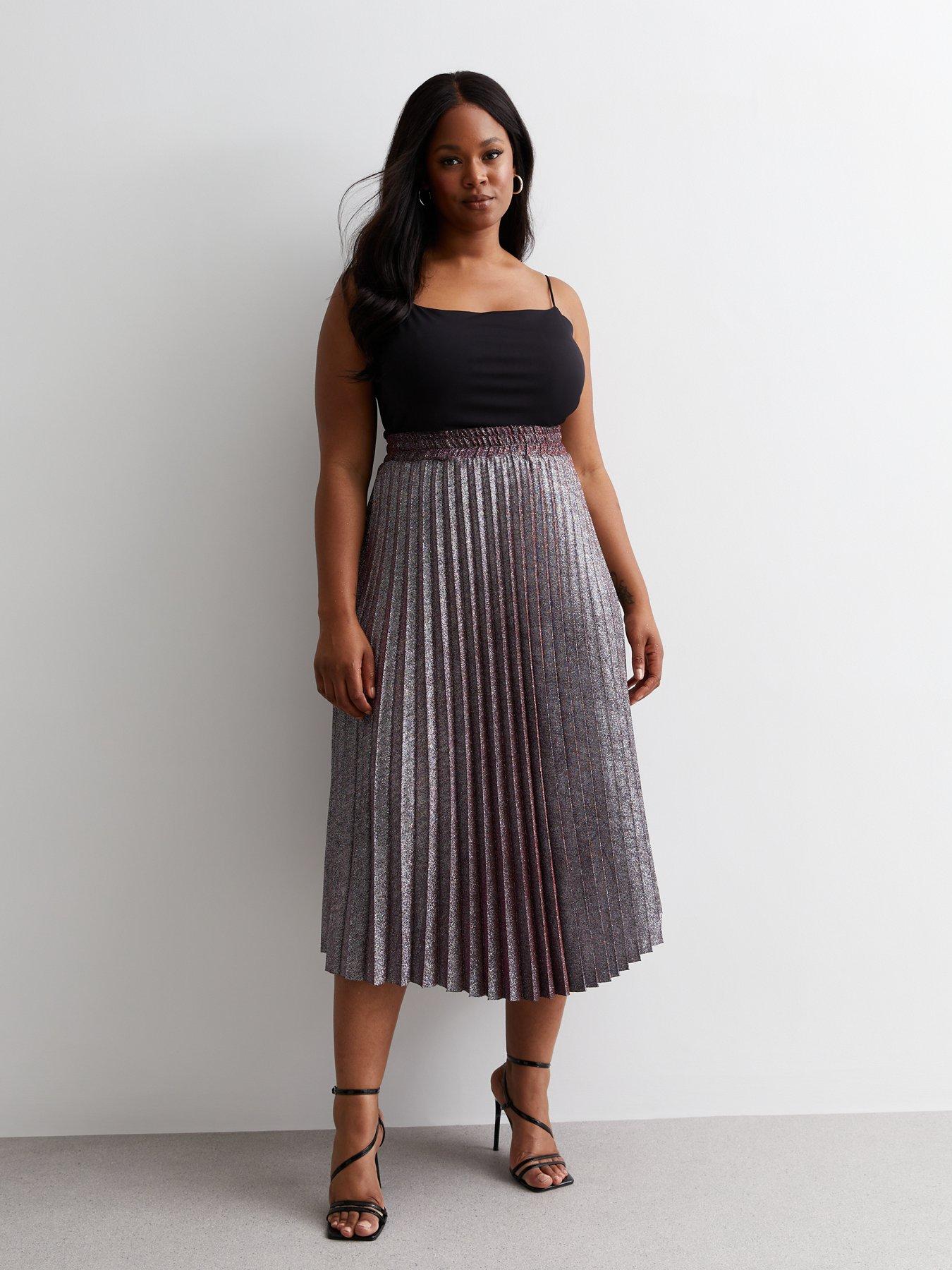 Silver pleated 2025 skirt new look