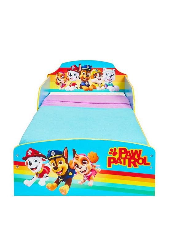 front image of paw-patrol-kids-toddler-bed-with-storage-drawers