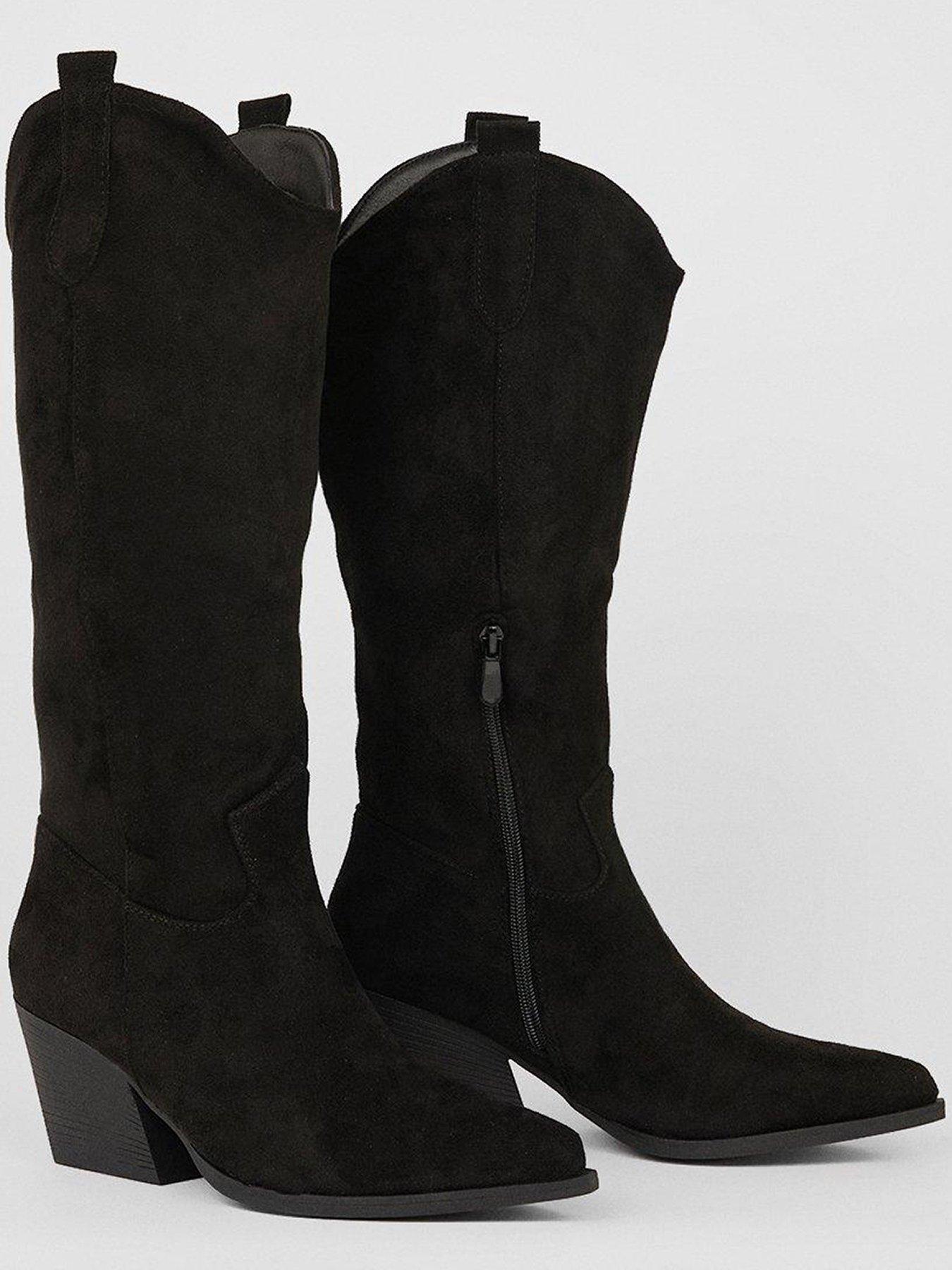 Dorothy Perkins Knee High Western Boots Black very.co.uk