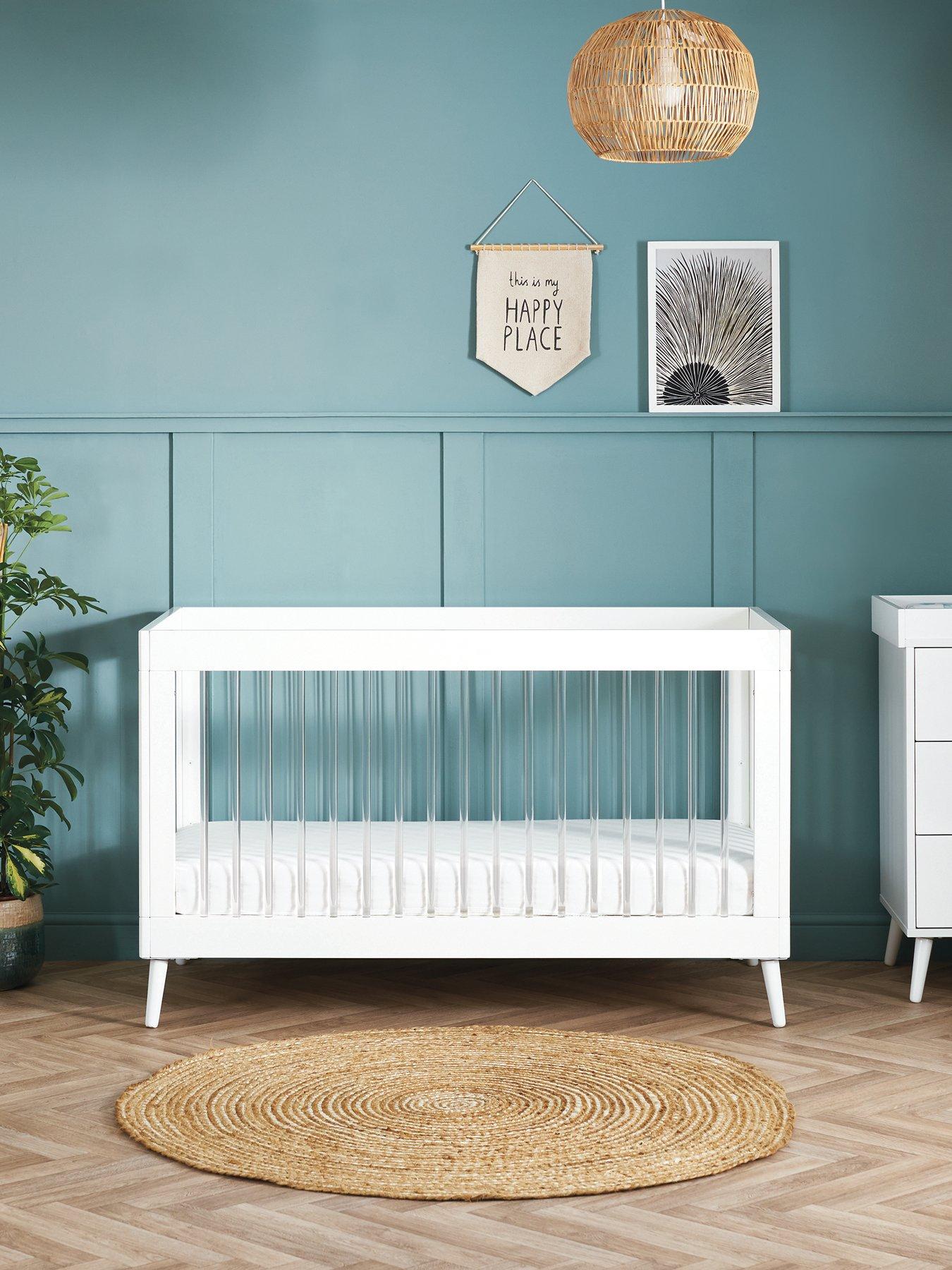 Product photograph of Obaby Maya Cot Bed - White With Acrylic from very.co.uk