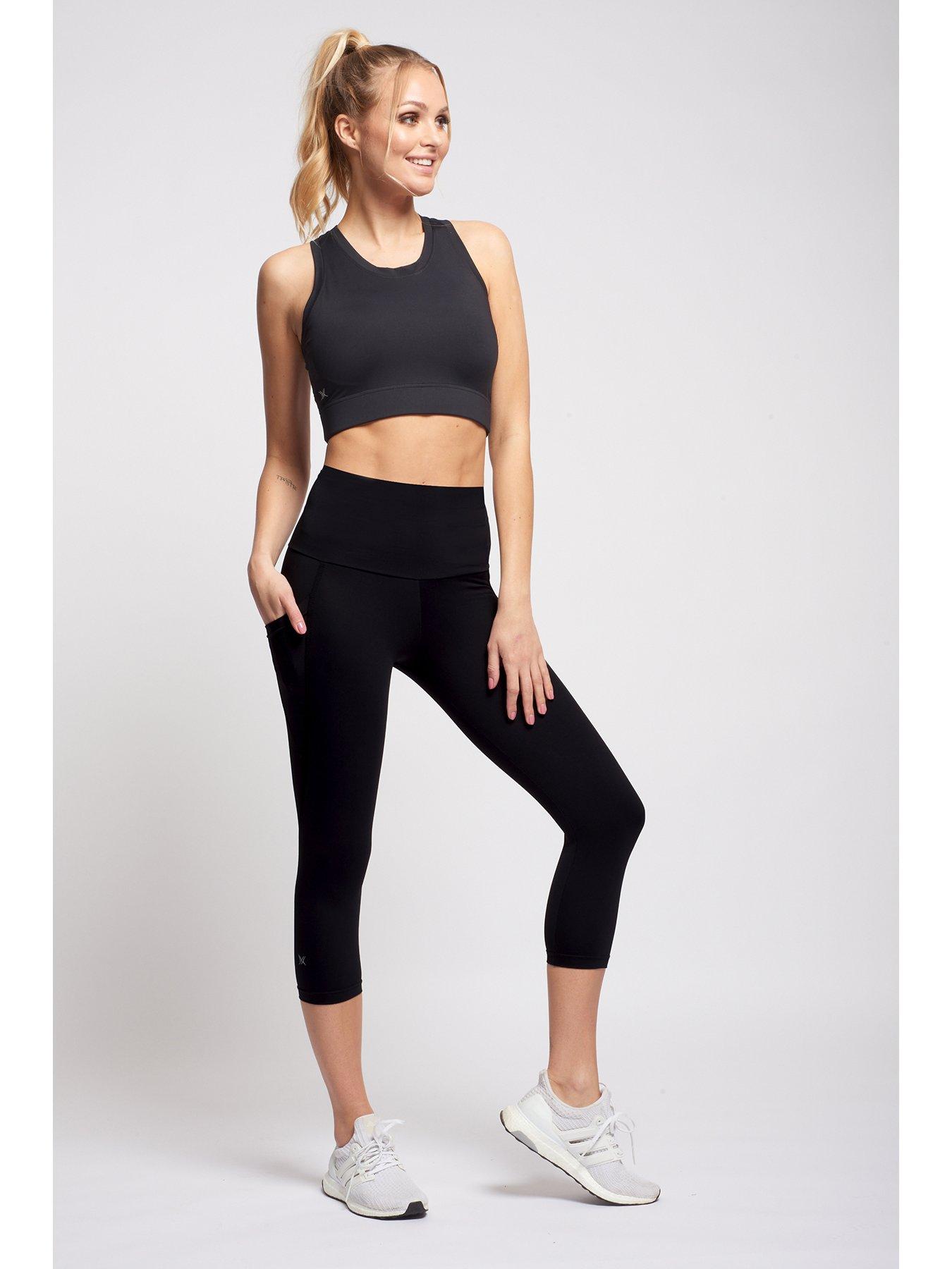 Extra Strong Compression Cropped Leggings With Tummy Control And Side  Pockets - Black