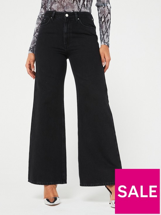 front image of v-by-very-relaxed-wide-leg-jeans-black