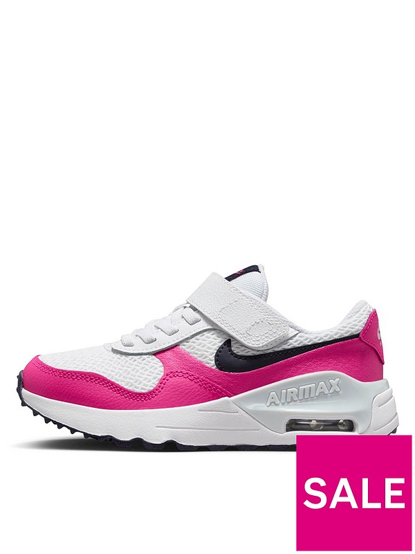 Nike Younger Girls Air Max Systm Trainers - White/Pink | very.co.uk