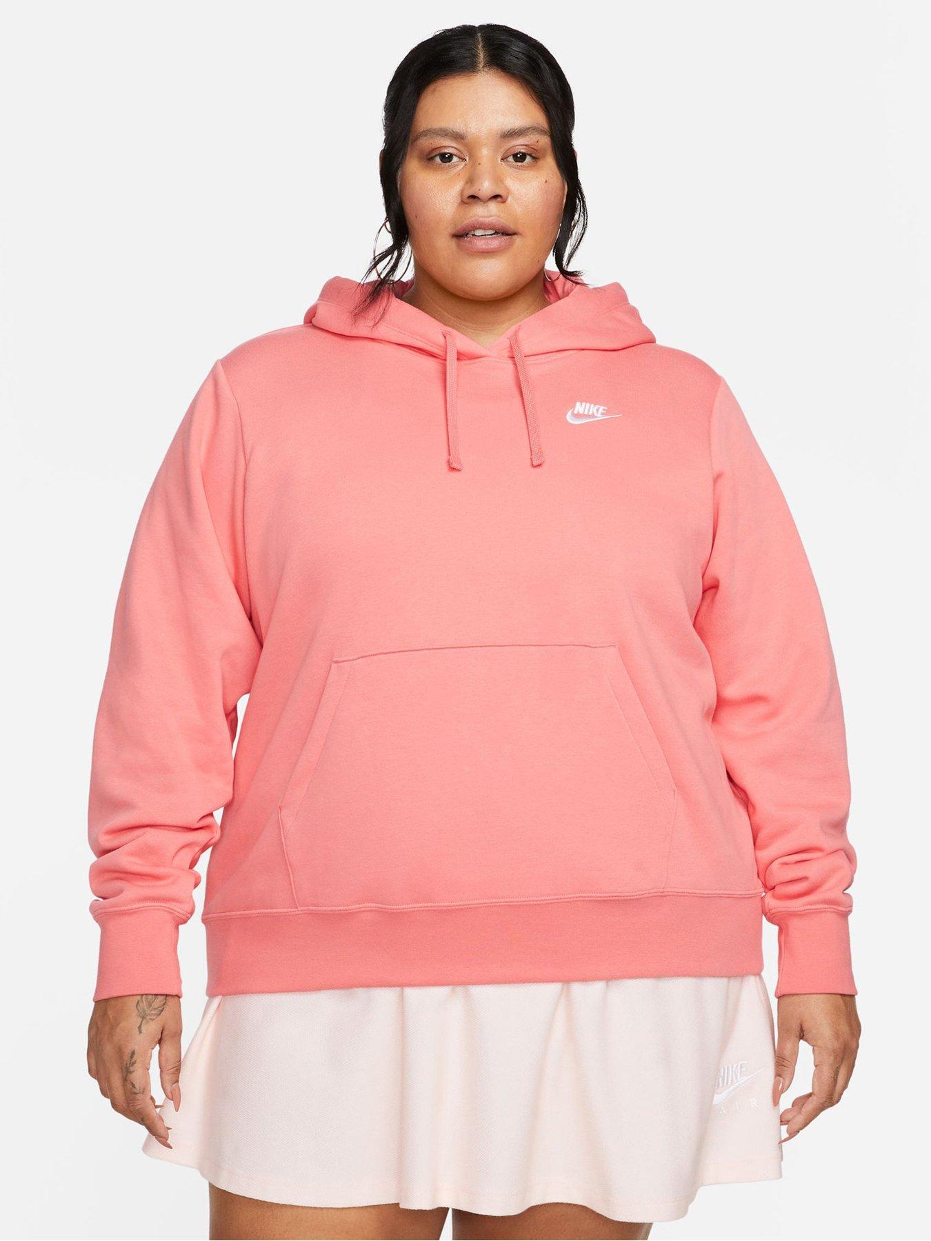 Pink nike store hoodie plus size