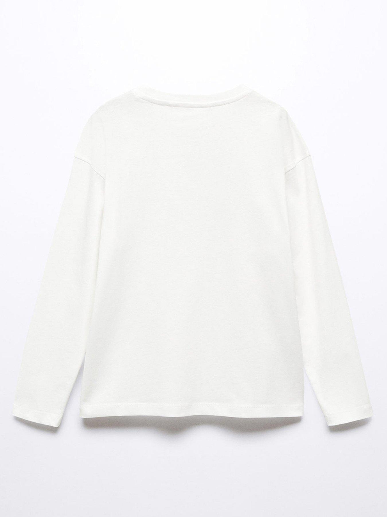 Mango Boys Brooklyn Long Sleeve Tshirt Light Cream very.co.uk