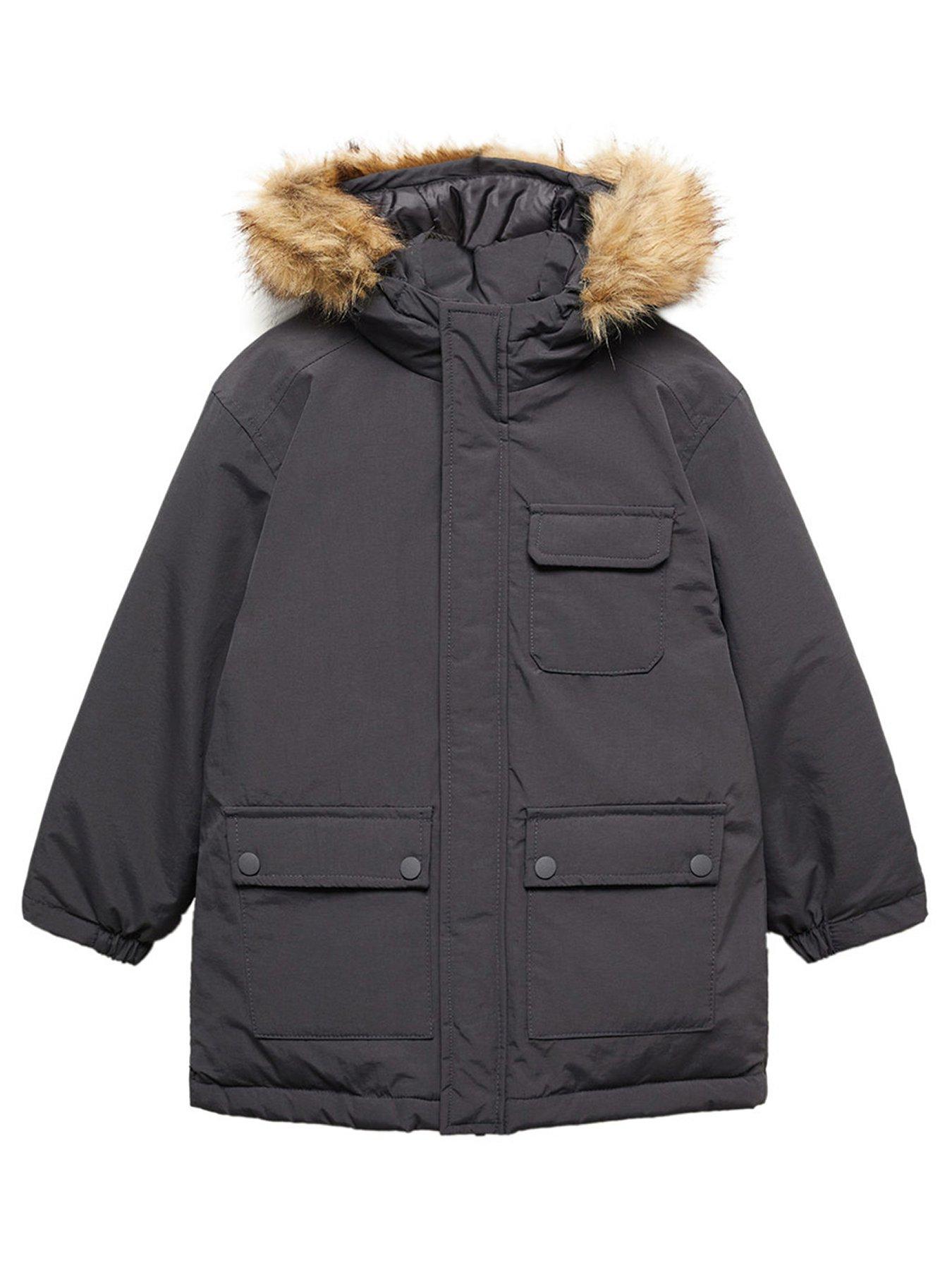 Furry hooded parka mango sale