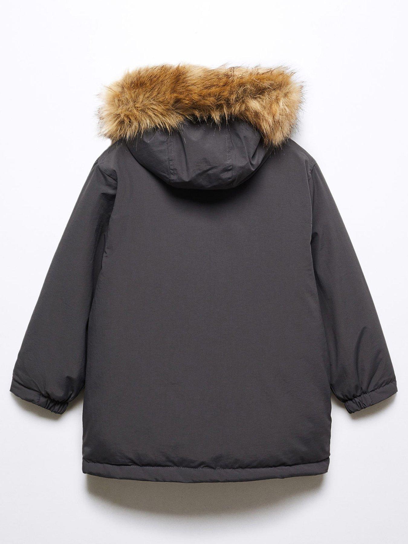 Mango furry hooded parka on sale