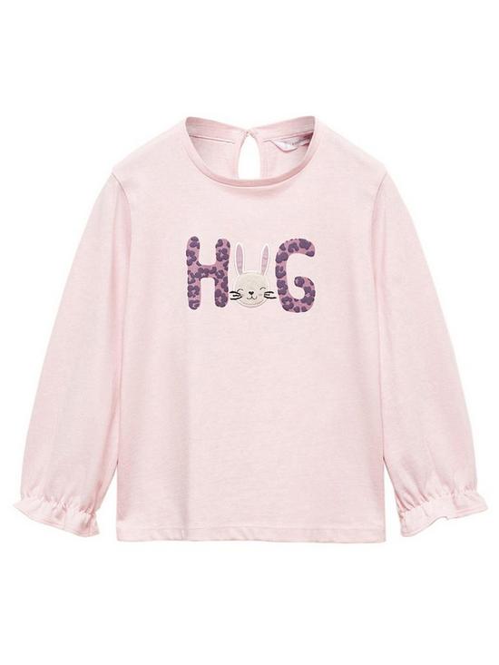 Mango Younger Girls Hug Long Sleeve Tshirt- Light Pink | very.co.uk