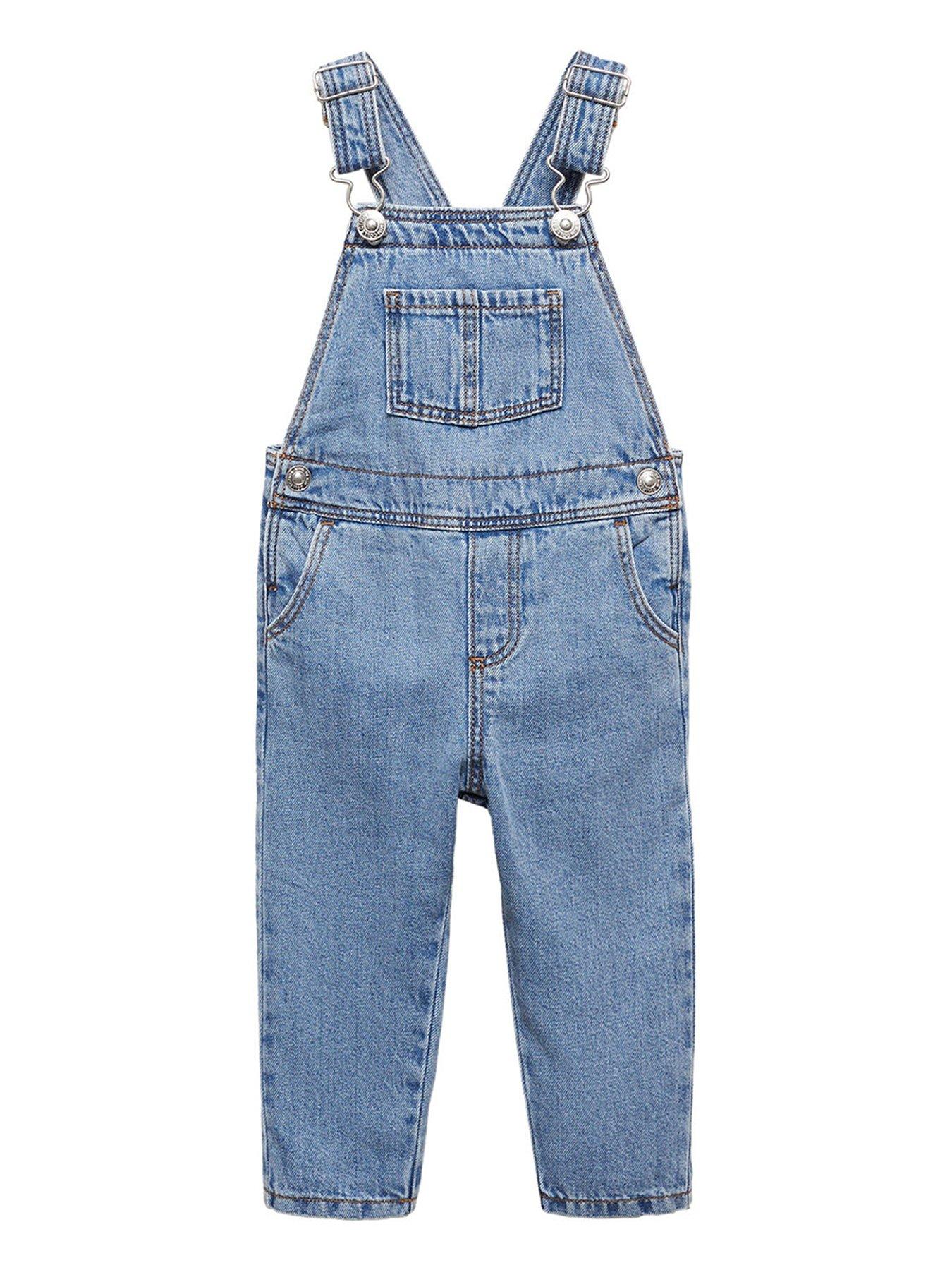 Mango Younger Boys Denim Dungarees - Blue | Very.co.uk